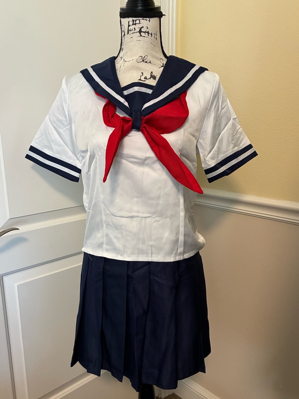 Nwot Classic Navy Sailor Schoolgirl Costume with Red Scarf